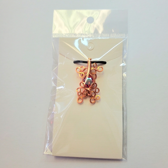 Electroplated cubic zirconia wire wrap necklace - Picture 4 of 4